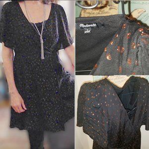 SOLD Black Metal  Flutter Slv Faux-Wrap Mini Dress by Madewell  Fit & Flair  M